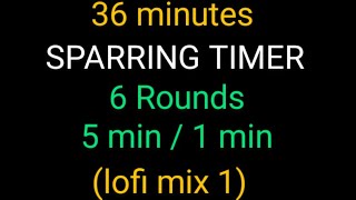 Jiujitsu sparring timer. 36 minutes. 6 rounds: 5 minutes work, 1 min rest. (lofi mix 1).