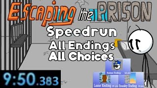 Henry Stickmin Escaping the Prison Speedrun - All Endings: All Choices - 9m 50s 383ms