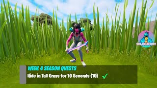 Hide in Tall Grass for 10 Seconds (10) | Fortnite Week 4 Season Quests