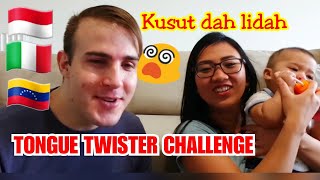 TONGUE TWISTER CHALLENGE // INDONESIA-ITALY-SPANISH// Paling belibet bahasa apa ya?!