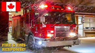 Kirkland | Montréal Fire Department Pumper & Urgences-Santé Ambulance Responding During Snowstorm