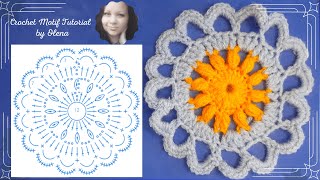 CROCHET PATTERN - 101: Sunny Crochet Round motifs, 5 rows