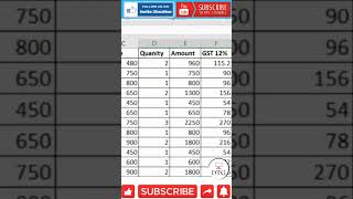 GST Granth Total in excel #short  #excel #exceltips #exceltutorial #msexcel #microsoftexcel