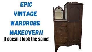 Epic Vintage Wardrobe Makeover | Furniture Flip | How To Stain Wood