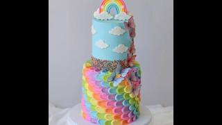 easy rainbow cake decoration| beautiful rainbow cake design ideas| #cake #rainbow #shorts #viral