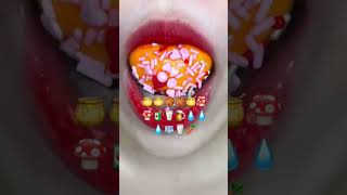 ASMR makan sesuai emoji 🍯🍯🏀🏀🍯🍄🍄 @hobbyjajan10 #ekperimen #mukbang #food