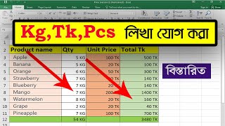 How to add units in excel | How to Create a KG format in Excel | How to Create TK format in Excel