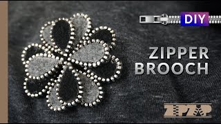 Zipper Brooch Four-Leaf Clover  [DIY]