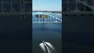 Boat going for a ride aerial view