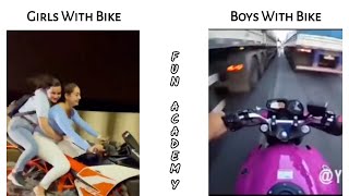 🅶🅸🆁🅻🆂 🆆🅸🆃🅷 🅱🅸🅺🅴 🆅🆂 🅱🅾🆈🆂 🆆🅸🆃🅷 🅱🅸🅺🅴 😂 || girls vs boys funny videos 🤣 #memes