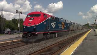 Amtrak and MBTA at Ashland and Wilmington Massachusetts (Amtrak 108, Downeaster) 7-30-2021