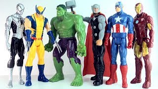 Learn colors marvel heroes - Captain America Hulk Spiderman Wolverine Thor - Learning colours