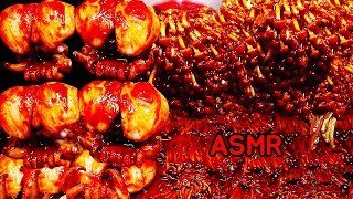 ASMR ऑक्टोपस, मशरूम (*RECIPE)GOLDEN JAMUR PEDAS SPICY GOLDEN ENOKI MUSHROOM OCTOPUS  매운 오징어와 황금 팽이버섯