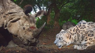 The battle between Leopard and Rhino