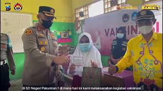 SASAR SISWA SEKOLAH DASAR, POLRES PROBOLINGGO GELAR VAKSINASI ANAK DI SD NEGERI PAKUNIRAN.