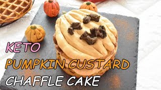 Keto Pumpkin Custard Chaffle Cake / Low Carb / Gluten Free / Sugar Free