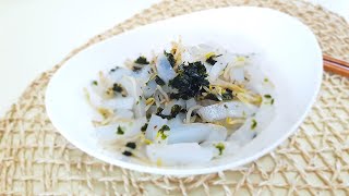 Mung bean jelly salad(Cheongpo-mug muchim, 청포묵무침)