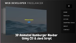 Tutorial  How to Create an Hamburger Animated  Navbar  with HTML, CSS, & JavaScript