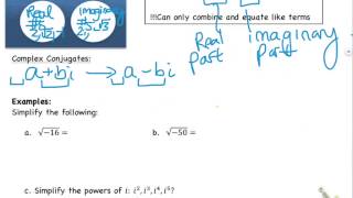 HMH2 2.5.1 Complex Numbers and Roots