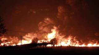 (HD) Huge Fire as Chemical Train Derails and Explodes in Wetteren, Belgium