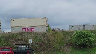 NS 9949 & NS 1044  intermodal train with horn salute