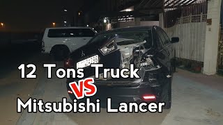 CAR ACCIDENT | MITSUBISHI LANCER FORTIS HIT BY TRUCK