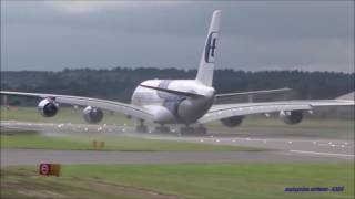 Airbus A380 vs Boeing 747 Crosswind Storm Landings Takeoffs Touch and GO