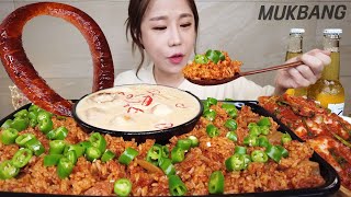 SUB) 실비김치 듬뿍넣은 실비김치볶음밥🔥 (ft.크림소스) 진짜 역대급 꿀조합 먹방 SPICY SILBI KIMCHI BOKKEMBAP REAL SOUND ASMR MUKBANG