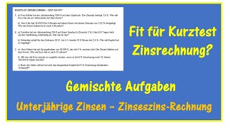 Kurztest Zinsrechnung - übe mit gemischten Aufgaben! Bist du fit?