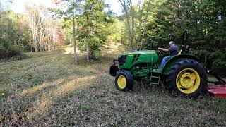 Mowing a Hidden Field in the Woods! John Deere 5045E