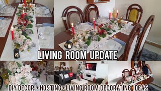 LIVING ROOM UPDATE::DIY DECOR + HOSTING+CLEAN & DECORATE+VLOGMAS DAY18+ LIVINGROOM DECORATING IDEAS