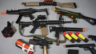 Realistic Airsoft and Nerf Toy Guns Collection - GBB M4 or AR15 - MP5 - Mac10 - M870 Shot Gun