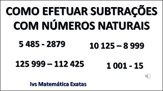 SUBTRAÇÃO NA PRÁTICA. Ivs Matemática  Exatas.