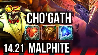 CHO'GATH vs MALPHITE (TOP) | 8/1/6, Godlike | KR Diamond | 14.21