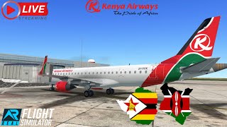 🔴Real Flight Simulator - Kenya Airways E190 | Victoria Falls (VFA) - Nairobi (NBO)