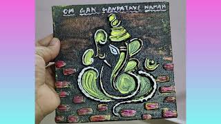 EASY GANESHA ACRYLIC PAINTING ON CANVAS | LIPPAN ART #art #acrylicpainting #lippanart #clayart l