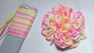 Hand Embroidery Amazing Trick | Easy Woolen Flower  With scale