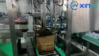 Automatic top load case packer for canned food|How to pack the bottles in the grill automatically?