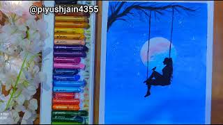 How to draw moonlight Nature scenery / Nature scenery Drawing / Moonlight drawing of Nature