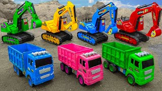 🌈Toy Trucks And Excavators In Colors | Truck Toys | Excavator Toys | Kudo Kids Toys