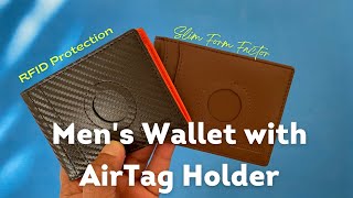 Unboxing and Review of Mens Wallet with AirTag Holder Brown | Carbon Orange