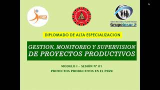 DIPLOMADO EN GESTION, MONITOREO Y SUPERVISION EN PROYECTOS PRODUCTIVOS: MODULO I (SESION N° 01)