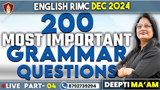 200 Most important grammar question | English Classes | RIMC Online Coaching | RIMC Dec 2024