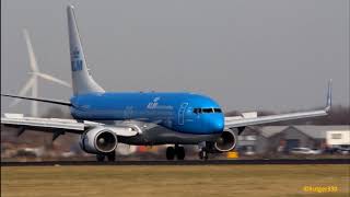 KLM Boeing 737-800 landing Rw18R at schiphol airport