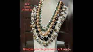 Baroque pearl & real gemstone long necklaces#baroquepearl #gemstone