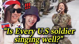 North and South Koreans React to 'The U S  Army Band Perform' For the First Time!!