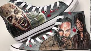 Walking Dead inspired Rick And Daryl Painted Converse