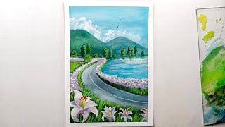 Beautiful Path Painting/ Gouache Painting/ Tutorial/ Landscape Painting