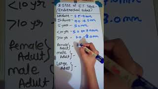 Size of ET tube( Endotracheal tube)