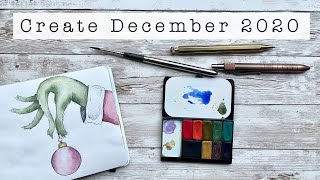 Create December #3 | Ballpoint pen and watercolor illustrations